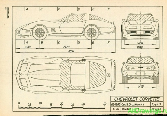Chevrolets Corvette L82 (Chevrolet L82 Corvette) are drawings of the car